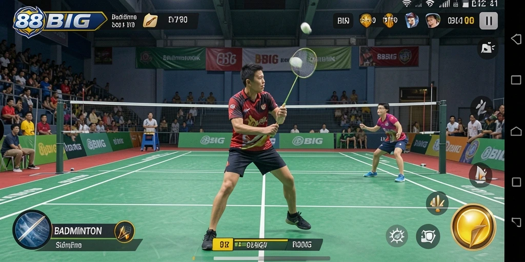 Screenshot utama 88BIG dengan tampilan antarmuka game badminton.