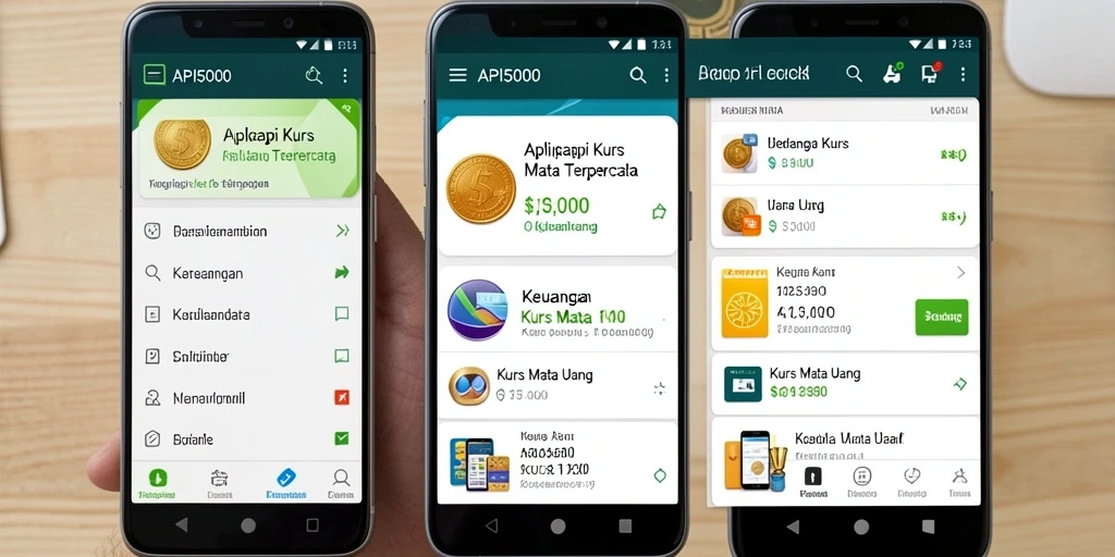 Antarmuka API5000 menampilkan kurs mata uang secara real-time.