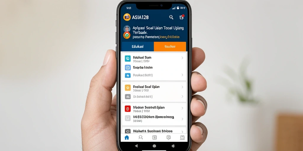 Antarmuka ASIA128 menampilkan beragam soal ujian yang menarik.