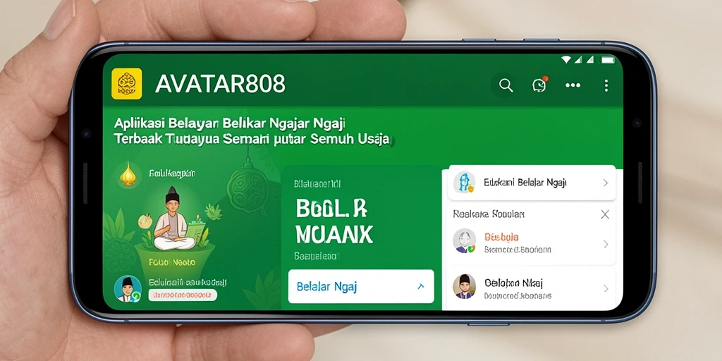 Tampilan antarmuka pengguna AVATAR808 untuk belajar ngaji.