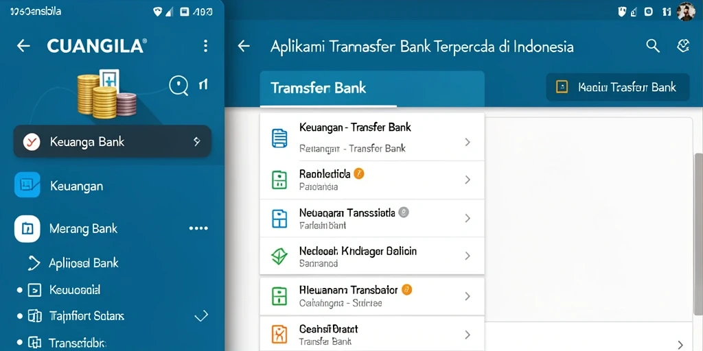 Tampilan antarmuka CUANGILA untuk transaksi Transfer Bank.
