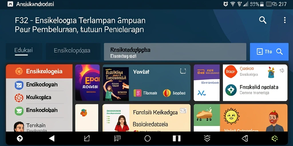 Tampilan antarmuka aplikasi Ensiklopedia F32 yang menarik.