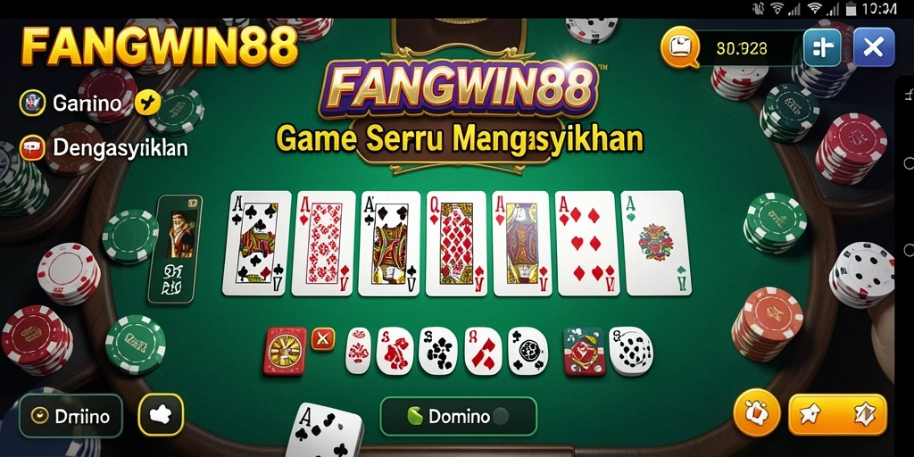 Tampilan antarmuka FANGWIN88 saat bermain Domino yang seru.