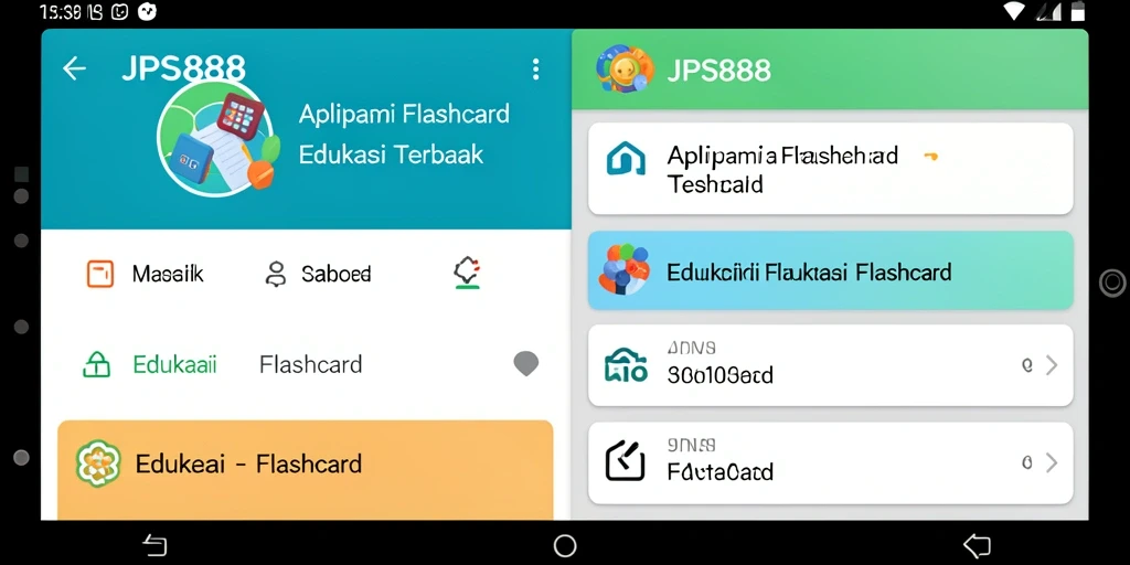 Antarmuka aplikasi Flashcard JPS888 yang interaktif dan menarik.