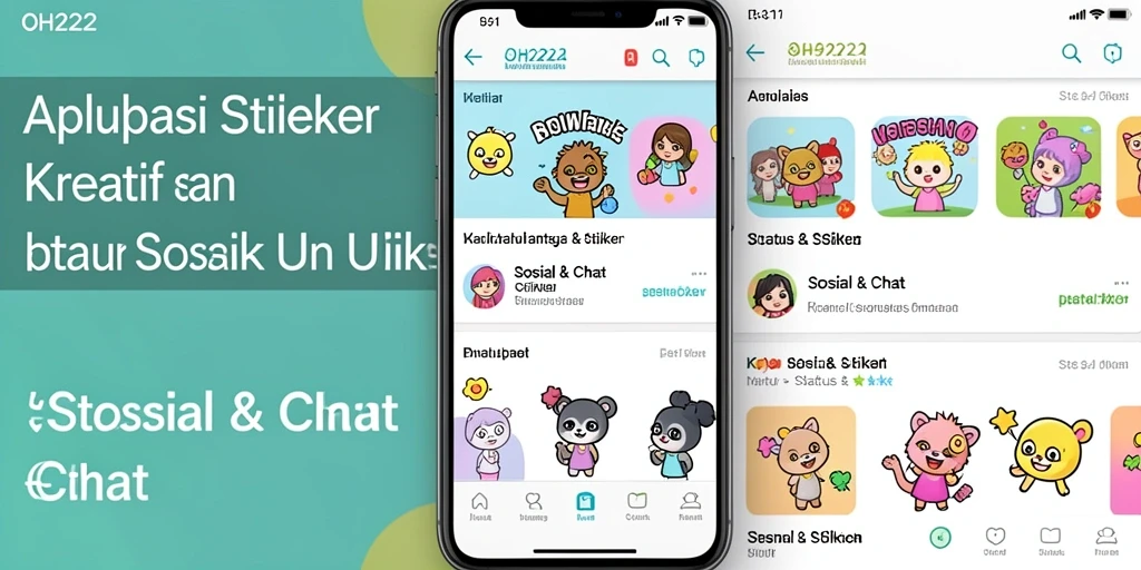 Tampilan antarmuka aplikasi OH222 dengan beragam stiker kreatif.