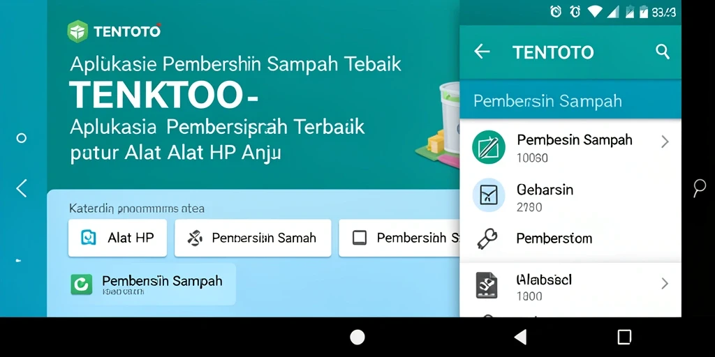 Antarmuka utama TENTOTO menampilkan fungsi Pembersih Sampah yang intuitif.
